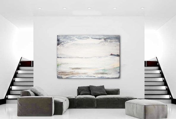 großes abstraktes weisses Bild kaufen 200 x 150 cm
