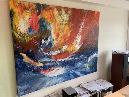 Gemälde groß abstrakt rot blau orange