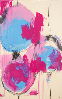 Abstraktes Bild in pink hellblau beige