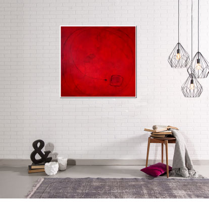 rotes gemaltes Acrylbild