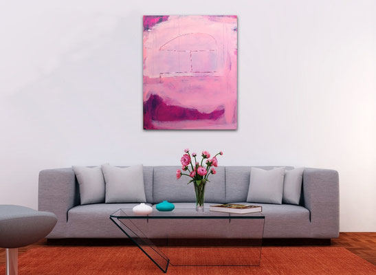 abstraktes Bild in rosa pink brombeer