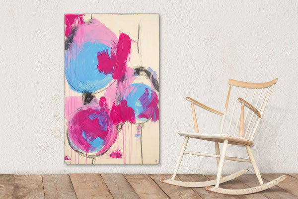 Malerei in pink hellblau