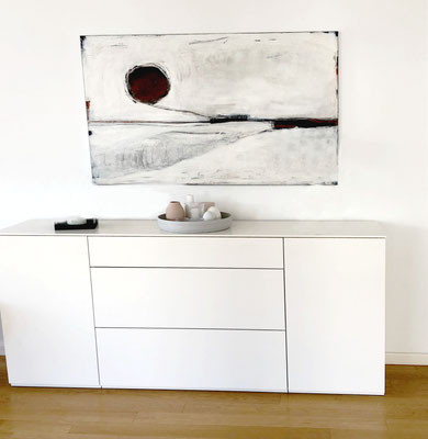 weiße abstrakte Bilder für Wohnzimmer