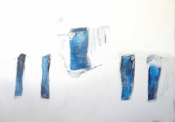 weißes Bild mit blau