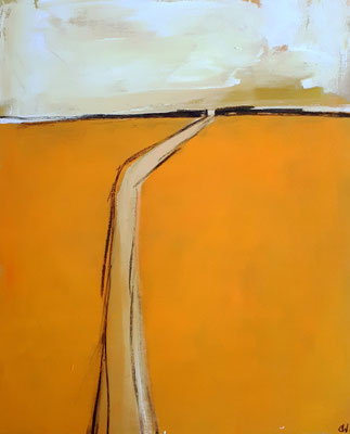 Oranges Landschaftsbild Gemälde abstrakt modern - Weg