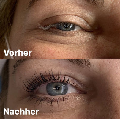 Lashes Lifting, Vergleich "vorher - nachher"