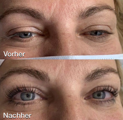 Lashes Lifting, Vergleich "vorher - nachher"