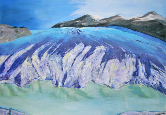 Glacier Rhone Bruch   2008 mixed media  auf Leinen  100 x 140 cm