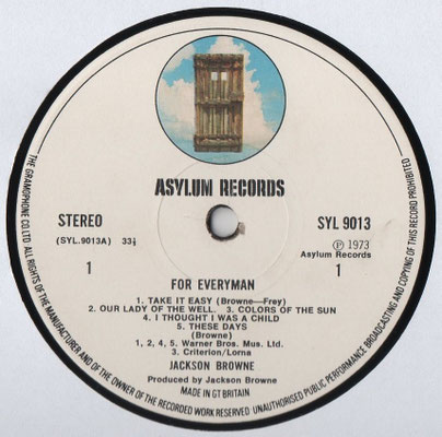 Asylum SYL 9013, England, 1973