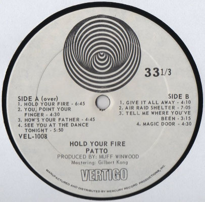 Vertigo VEL-1008, B-Seite, USA, 1971