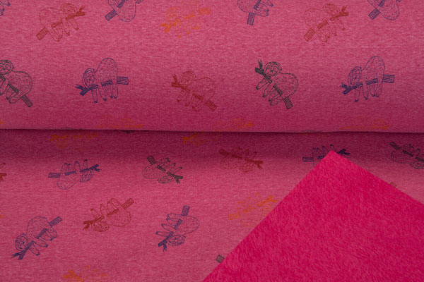 Alpenfleece Faultier pink meliert