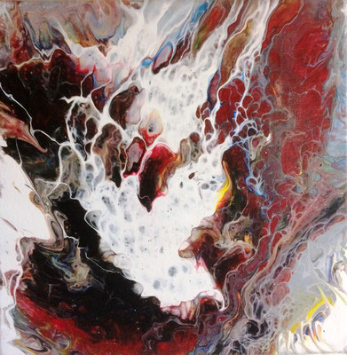 Abstraktes Bild 9, Acryl-Fluidtechnik auf Leinwand, 30 X 30 cm. 