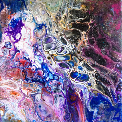 Abstraktes Bild 22, Acryl-Fluidtechnik auf Leinwand, 30 X 30 cm. 