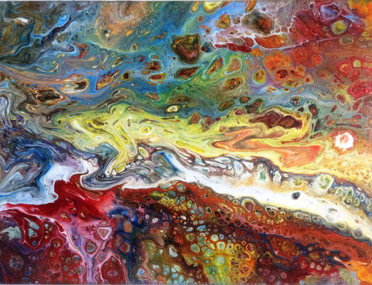 Abstraktes Bild 20, Acryl-Fluidtechnik auf Leinwand, 30 X 40 cm. 