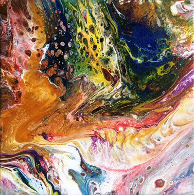 Abstraktes Bild 16, Acryl-Fluidtechnik auf Leinwand, 30 X 30 cm. 