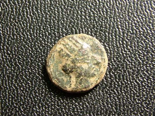 シルクロード；エクバターナ都市発行貨、AE12カルコス銅貨、珍品