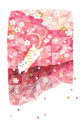 116「ピンクの中の桜とネコ」
