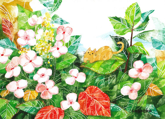 「さいしょのひといき」130×180mm/水彩絵具・ペン
