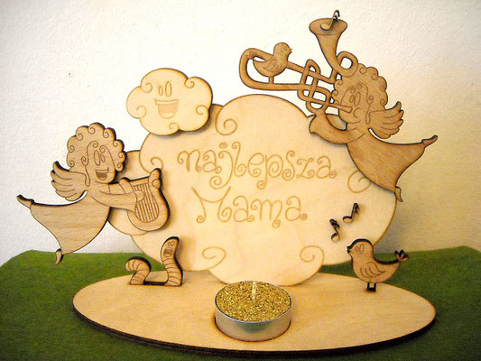 tea-light holder; different kinds of wood