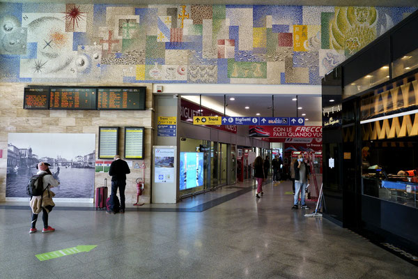 Italy. Mosaics created by the Friuli School of Mosaic in Spilimbergo (near Pordenone) in the hall of the Santa Lucia Railway Station in Venice. I