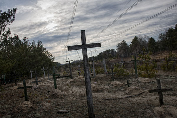 The cemetery inside the exclusion zone where many resettlers who passed away were buried in those years.many resettlers who passed away in the last years decided to be buried in the exclusion zone, in the villages where they born and lived the whole life.