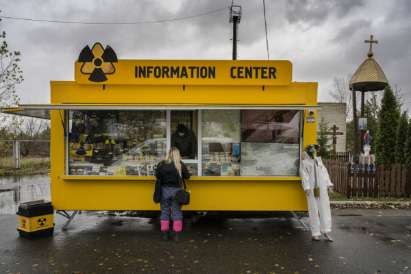 A souvenir shop at the entrance of the Chernobyl Exclusion Zone