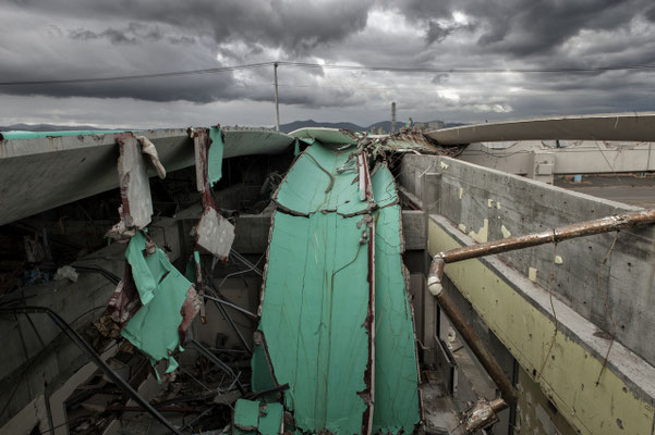 Warehouse devastated by the tsunami, Soma port.