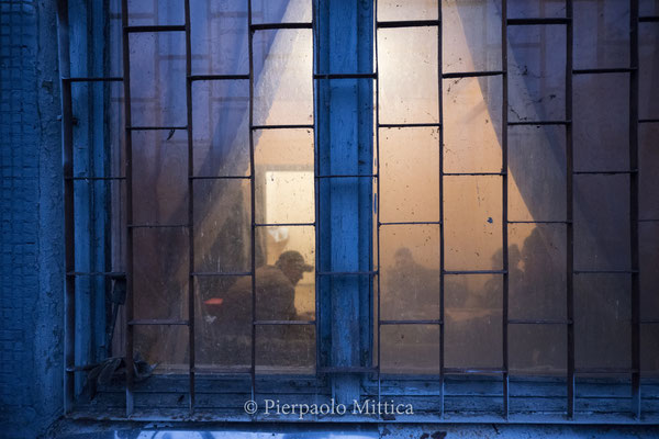 The resting room of the workers inside the warehouse for the recycling of the radioactive metals