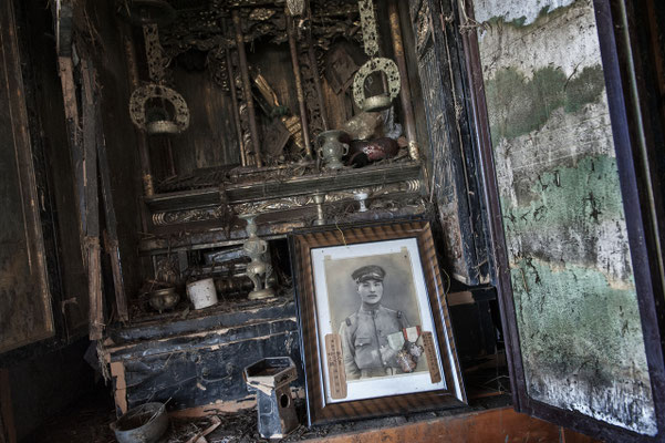 Abandoned house devastated by the Tsunami, Minamisoma, Fukushima "No-Go Zone", Japan.