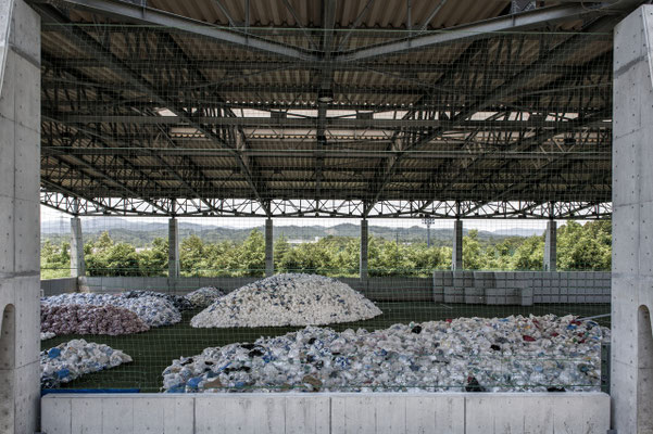 Warehouse for stocking radioactive suits of the workers, J village, the Tepco headquarter, Fukushima "No-Go Zone", Japan.