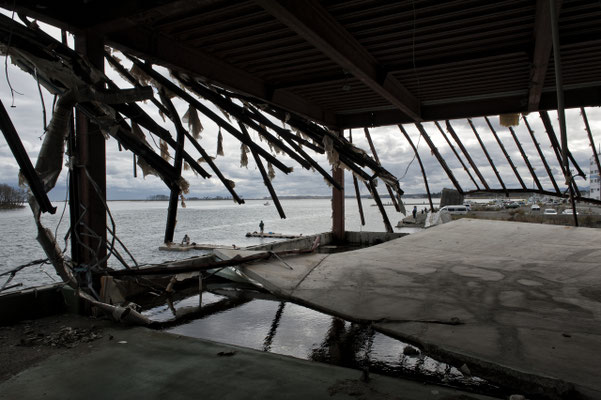 Warehouse devastated by the tsunami, Soma port