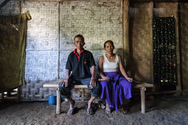 Misno and his wife at home, he lives in Tanah los village.