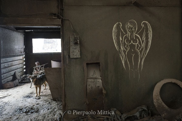 a graffiti inside the compound where the scrap metals are recycled