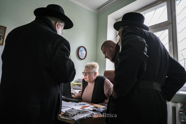 Yitz Twersky and Rabbi Leibel Sirkes in the office of Interinform agency in Chernobyl expressed the desire of the Jewish community to buy all the land within the Chernobyl exclusion zone where the sacred sites for the Hassidic Jews reside