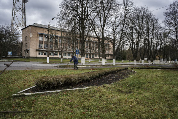 Post office in the main square of Chernobyl town