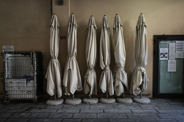 Closed parasols at the Hilton hotel, Giudecca