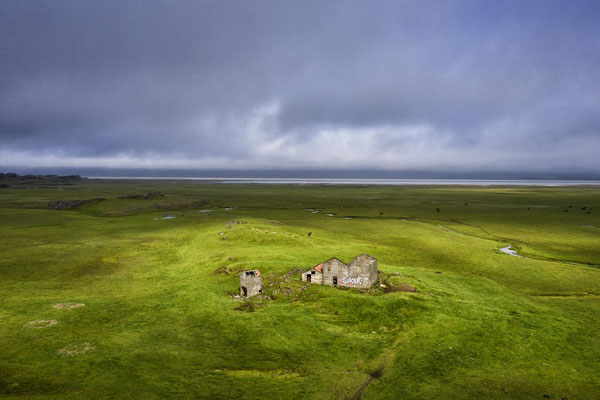 Iceland. An abandoned farm on the road that leads to the black beach in Fauskasandur in the east of the country.