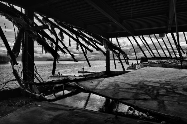 Warehouse devastated by the tsunami, Soma port