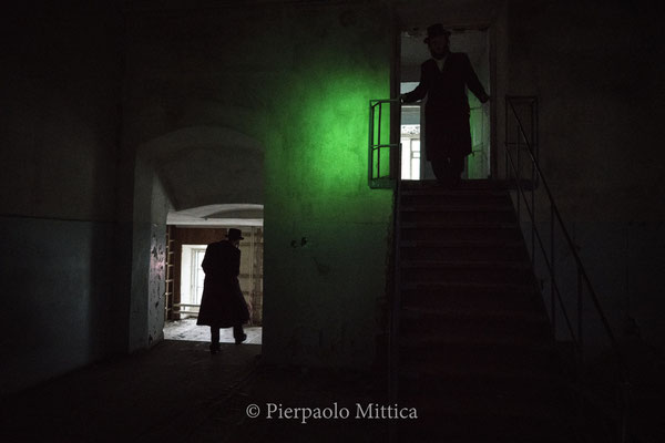 Jews inside the abandoned Chernobyl Synagogue