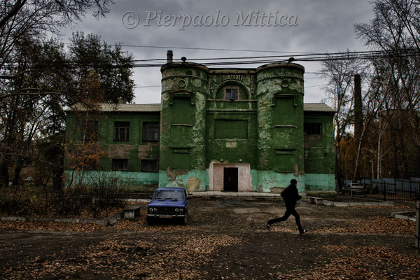 Abandoned Cinema, Karabash. The neighborhood that was downwind of the plant was evacuated a few years ago. now lies abandoned and in total decay.