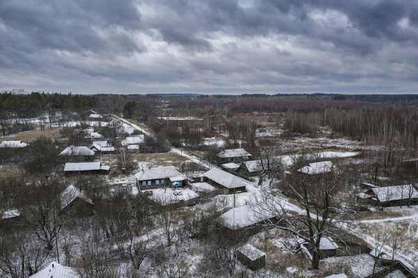 Abandoned villages inside the Chernobyl Exclusion Zone.
