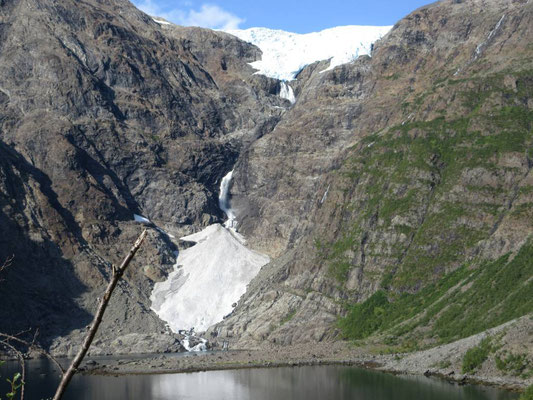 Der Gletscher der direkt in den Fjord mündet