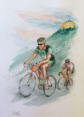 Radrennen Kelheim Aquarell 