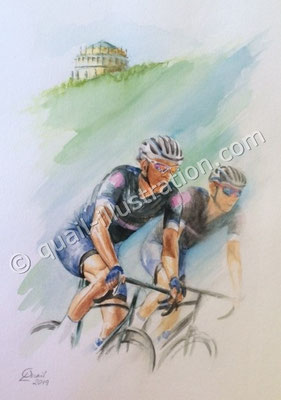 Radrennen Kelheim Aquarell 