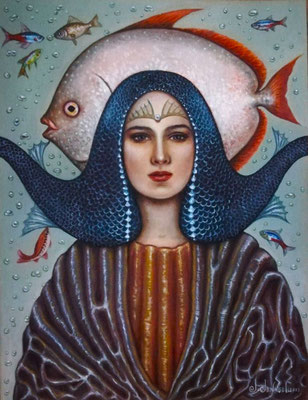 "Nereida" (Anfitrite) Öl auf Papier, 24cm x 18cm