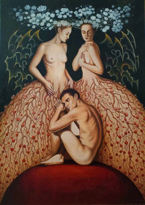"Conexión hombre-Natura" Öl auf Baumwolle, 70cm x 50cm