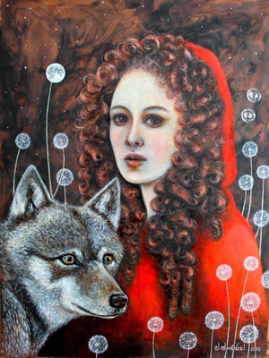 "Caperucita roja", Öl auf MDF Platte, 40cm x 30cm