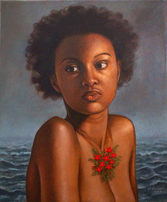 "Flor del mar Caribe", Öl auf Baumwolle, 30cm x 25cm