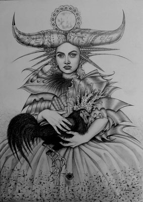 "Arrullo de luna" (Wiegenlied des Mondes), graphite drawing on papier, 35 cm x 43 cm, 2012, Private collection