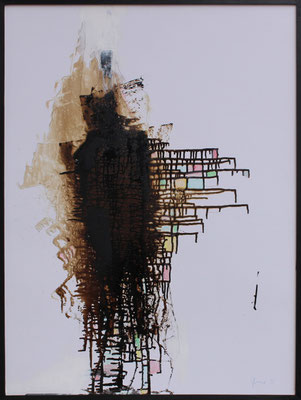 Schattenmann 2 / 61 x 82 cm /  Bitumen Mischtechnik auf Karton / 2023